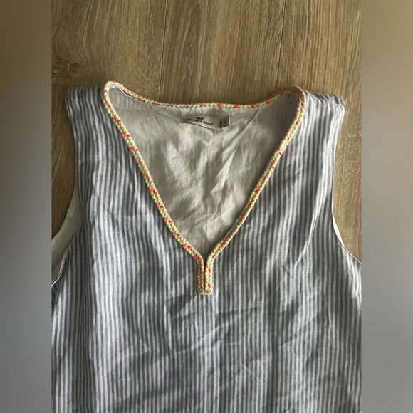 Vineyard Vines Women’s Sleeveless Blue and White Stripe Linen Dress - Size XL - Picture 3 of 7
